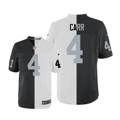Nike Raiders #4 Derek Carr White/Black Men's Stitched NFL Elite Split Jersey - Click Image to Close